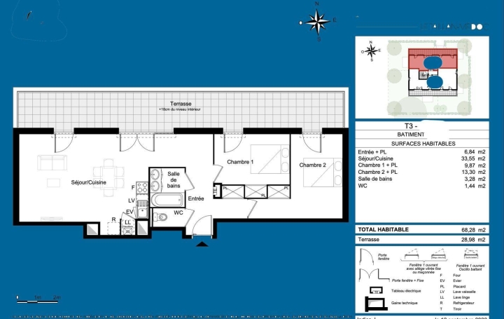 Réseau Immo-diffusion : Appartement P3  LE TAILLAN-MEDOC  68 m2 299 000 € 