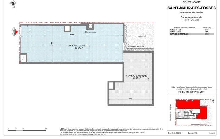 Local commercial SAINT-MAUR-DES-FOSSES (94100)  96 m2 588 000 € 